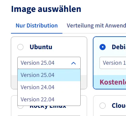 Verfügbare Ubuntu-Images bei OVHcloud